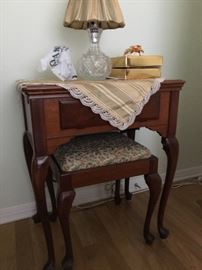 Sewing machine console table.