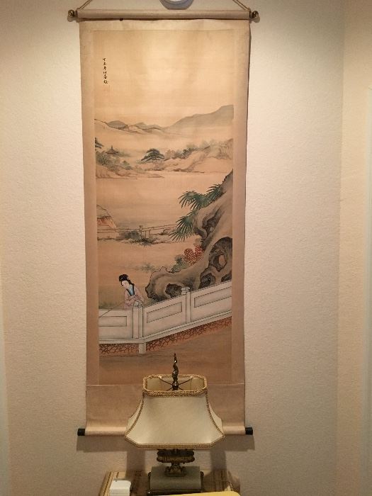Hand painted and signed Asian Scroll 