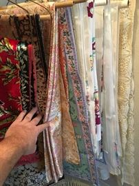 Silk fabric , various tapestry's, lace and tablecloths