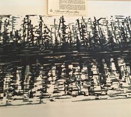 "Reflections" Signed original woodcut by WERNER DREWES Signed and numbered No. 24 in pencil