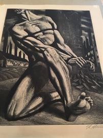 "Enough" Signed original etching by HARRY STERNBERG
