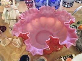 Satin Diamond Pumpkin 11" bowl, birds and floral THOMAS WEBB