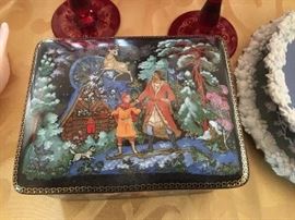 Hand painted Russian porcelain box
