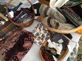 GREAT HATS: FUR BUCKETS, TWEED CAPS, VINTAE CLIP ON  BOW TIES, RAYON AND SILK KERCHEIFS, BOXERS