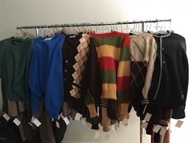 collection of fab pull-overs and cardigans in excellent condition, mohair, ivy league, Arnold Palmer...