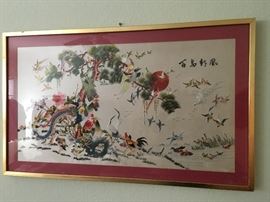 "100 Birds" purchased in NYC's Chinatown in 1971 in gold frame