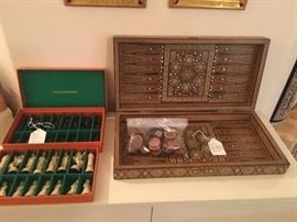 Syrian made game board with inlaid MOP and woods