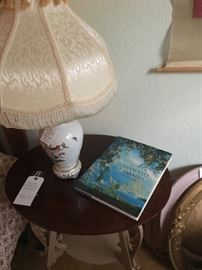 Herend Rothschild bird lamp with lovely fringed shade