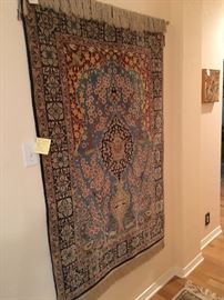 Persian Isfahan 5.3 x 3.7 silk on wool handwoven "Tree of Life" Kerman rug