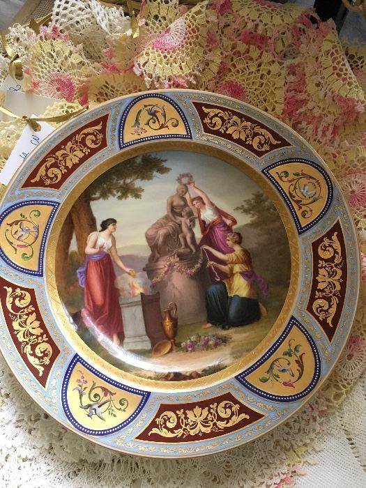 Royal Vienna hand decorated plate, "The Three Graces"