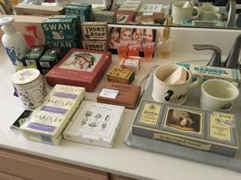 VINTAGE BAR SOAP COLLECTION, SHAVING MUGS ETC