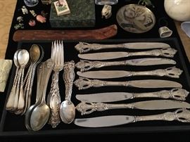 Sterling Art Nouveau flatware, silver plate, more....
