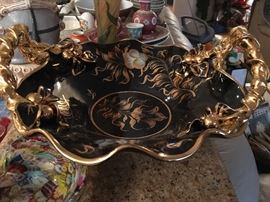 Bowl - Italian Mica, black with gold handles