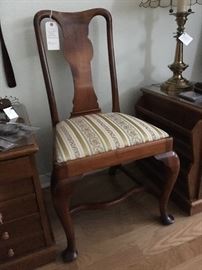 Reproduction Queen Anne chair with slat back, bears label from B. Altman. NY.