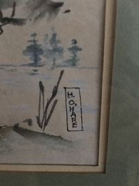 Original watercolor signed "H. O'Hare"