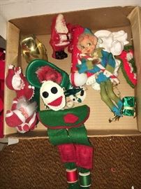 Lots of vintage Christmas decorations.