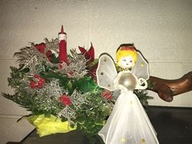 Lots of vintage Christmas decorations.