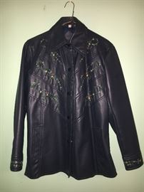One of a few vintage clothing items--faux leather embroidered jacket.