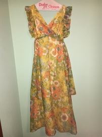 One of a few vintage clothing items--long floral dress.
