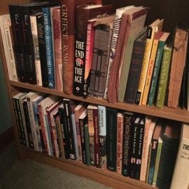 Lots of books--mostly Christian study and inspirational; cookbooks and other.
