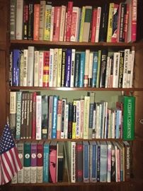 Lots of books--mostly Christian study and inspirational; cookbooks and other.