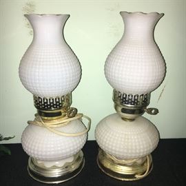 Pair vintage white bedroom lamps.