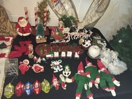 Lots of vintage Christmas decorations.