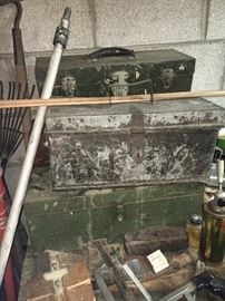 Tool boxes and more in the garage and basement.