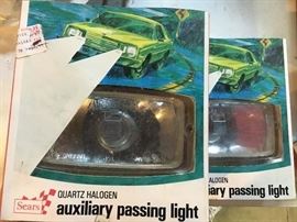 Vintage Sears auxiliary passing lights--new in package.