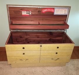 MCM blonde Lane cedar chest.