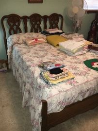 Full-size vintage bed--headboard, footboard, mattress and box springs.