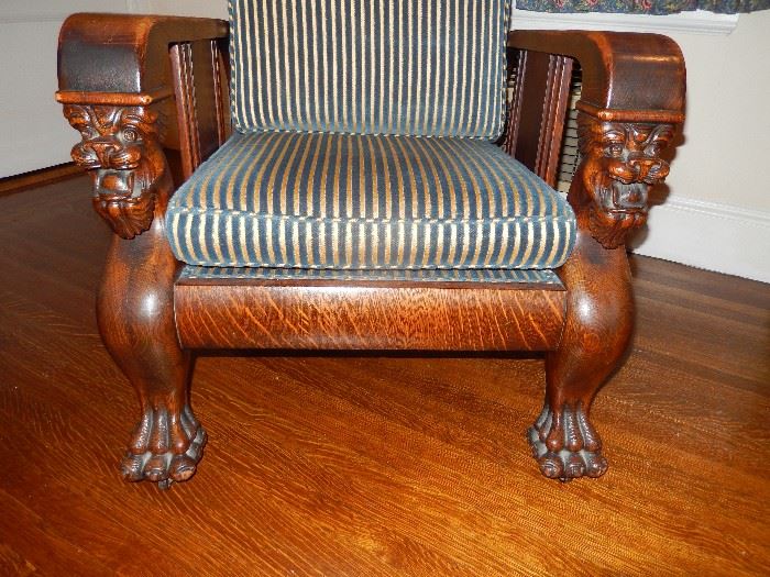 Morris Chair with impressive claw feet.  Very good condition 