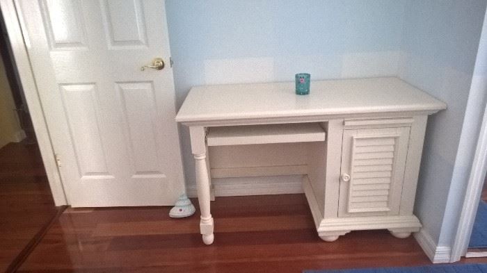 Matching Desk in White Cottage-Style Queen Bedroom