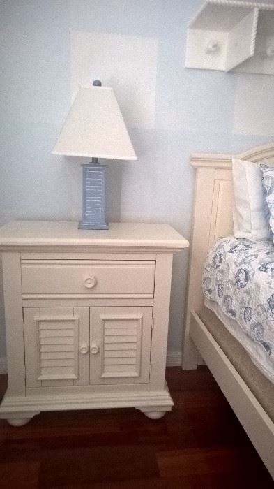 One of two nightstands and matching Lamp in White Cottage Style Queen Bedroom