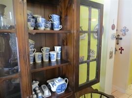 Large Set of English Blue China - over 125 pieces. Colonial scene by Churchill.