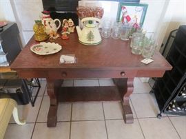 Antique Library Table & more Holiday Collectibles