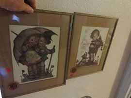 Vintage Hummel Prints in Original Frames
