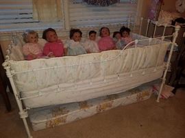 Cast iron antique baby bed/crib, Middleton doll collection. 