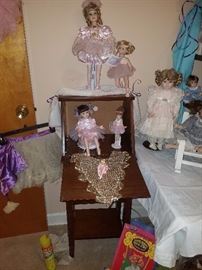 Ballerina dolls, drop front small desk, & more. 