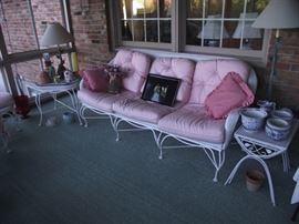 White wicker & cast iron furniture