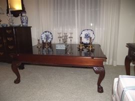 Fostoria double horn/double light epergne candelabra, Baldwin brass candle holders.