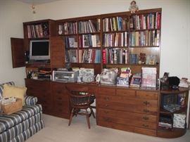 Ethan Allen four piece wall unit with matching chair