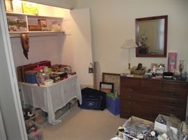 Ethan Allen chest of drawers, Baldwin lamp