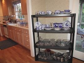 Spode Blue Room Collection, Fostoria American pattern serving pieces