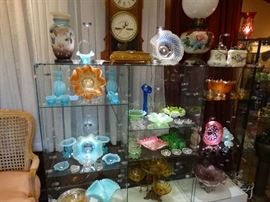 Lots of Fancy Glassware, Antique Calander Clock- Original Oil GWTW Lamp