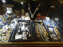 Part of the Jewelry - Left Tray is all Sterling, Note the Heart Necklace in Rear (never seen another one!