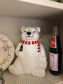 Coca Cola cookie jar and special edition coke bottles