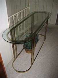 Matching sofa table to coffee and end table set.