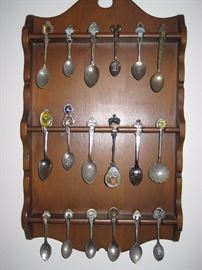 Souvenir spoons and racks.