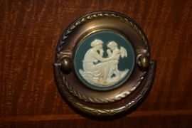 Detail of drawer pull on secretary